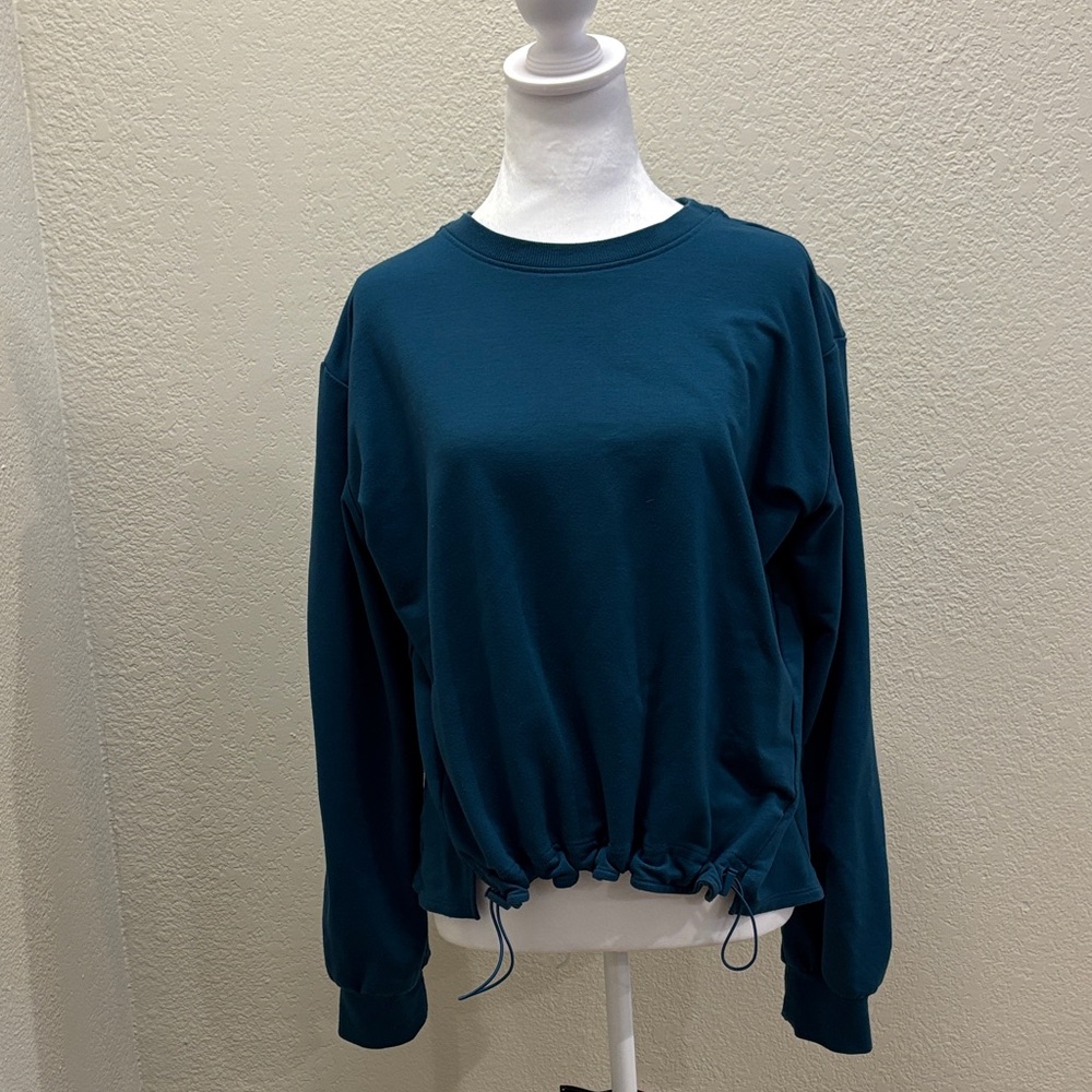 Thrive Teal Drawstring Hem Sweatshirt